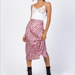 Princess Polly Satin heart midi skirt